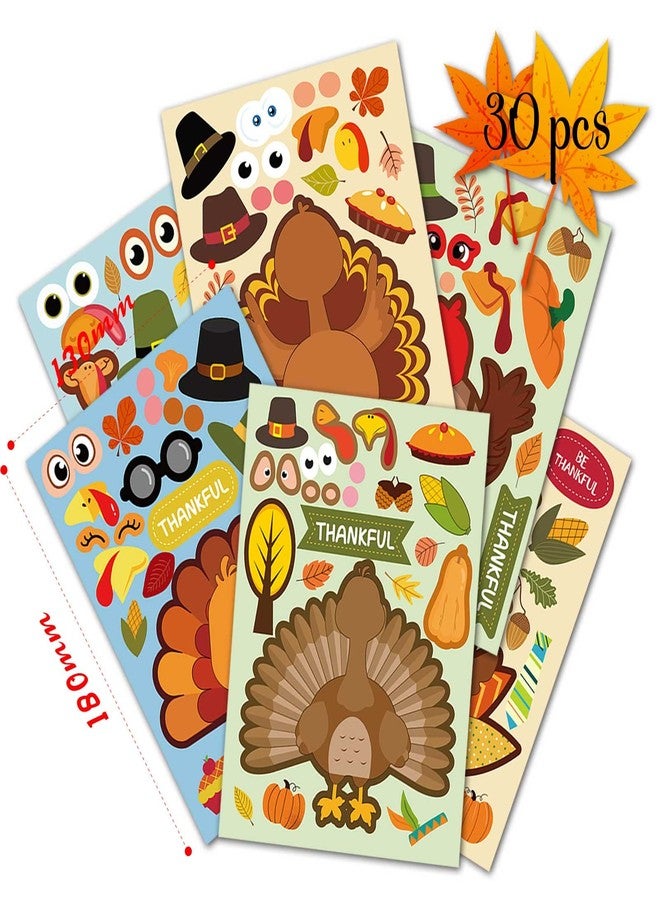 DUJAA 30 Sheet Turkey Stickers Thanksgiving Stickers for Kids, Thanksgiving Party Favors Supplies Sticker for Kids Turkey Games Crafts Sticker Autumn Fall Harvest Thanksgiving Decorations - Image 2